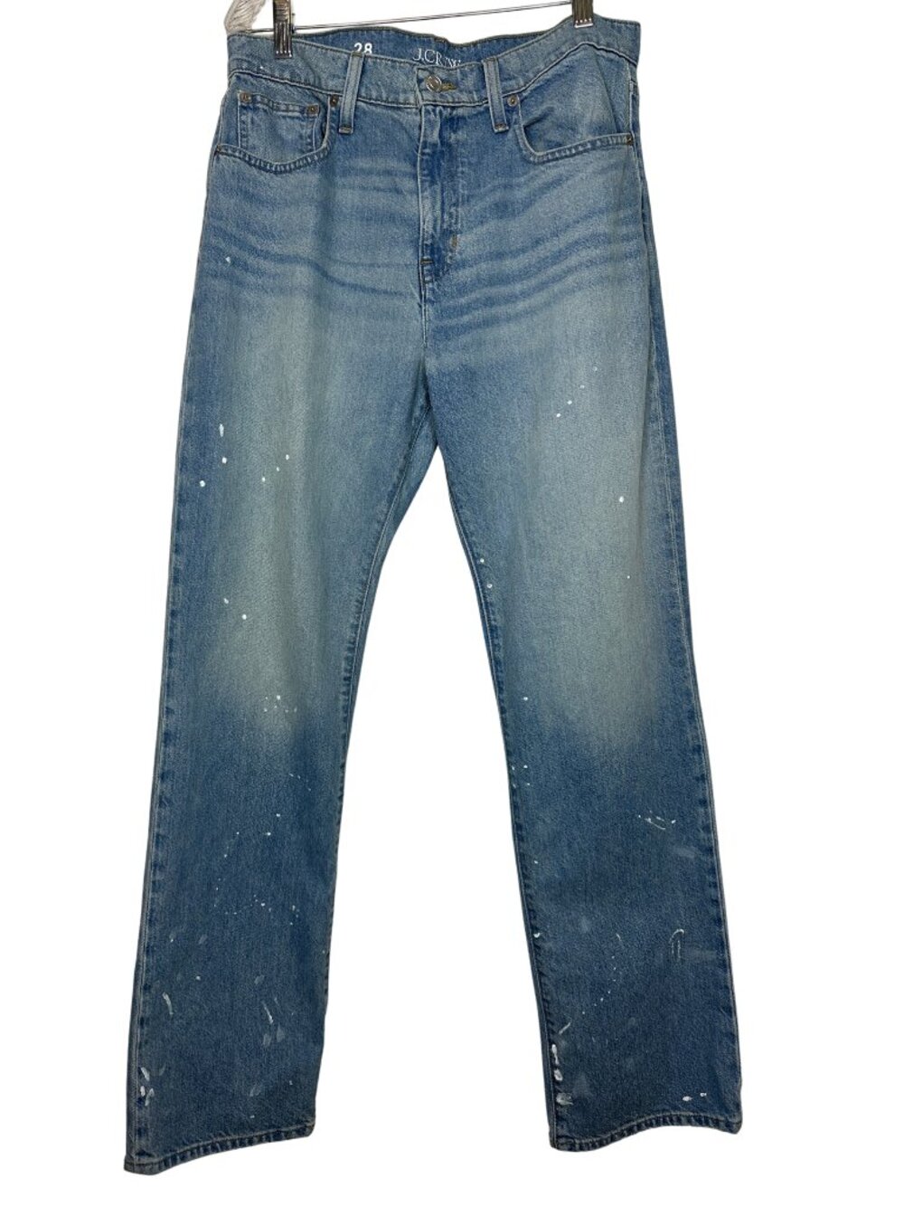 J. Crew Slouchy-Straight Jean with Paint Splatter Blue Denim Size 28